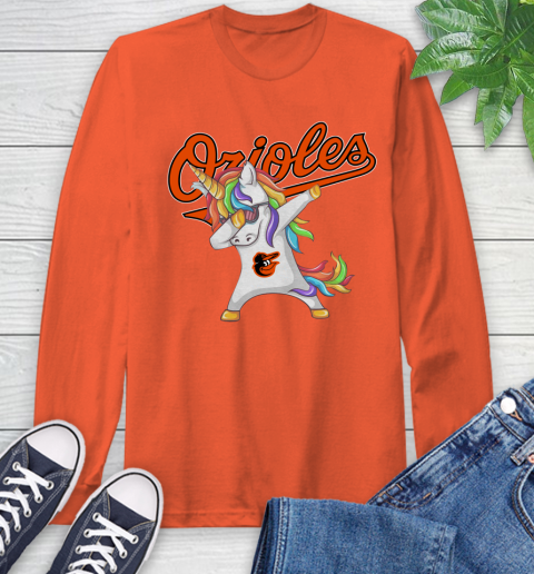 Baltimore Orioles MLB Baseball Funny Unicorn Dabbing Sports Long Sleeve T-Shirt 5