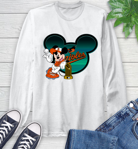 MLB Baltimore Orioles The Commissioner's Trophy Mickey Mouse Disney Long Sleeve T-Shirt