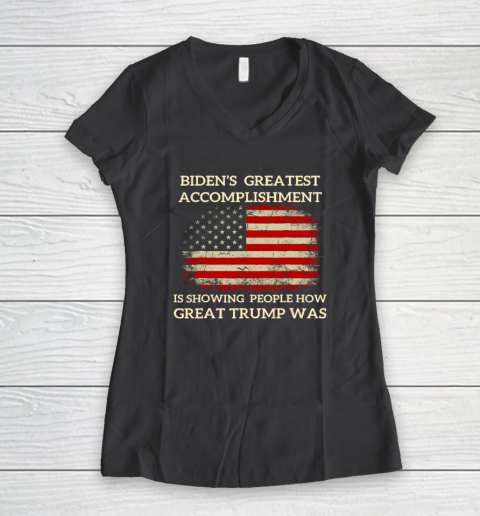 Funny Biden's Greatest Accomplishment Is Showing Trump 2024 Women's V-Neck T-Shirt 4