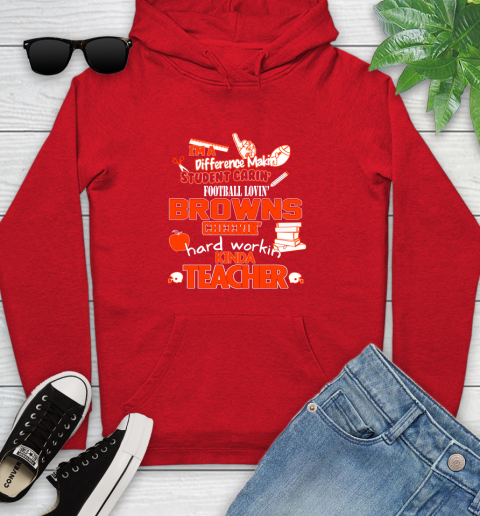 Cleveland Browns NFL I'm A Difference Making Student Caring Football Loving Kinda Teacher Youth Hoodie 12