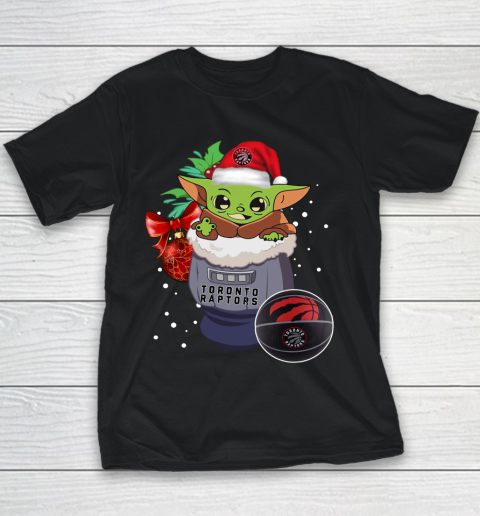 Toronto Raptors Christmas Baby Yoda Star Wars Funny Happy NBA Youth T-Shirt 2