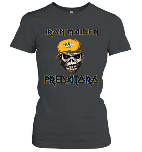 NHL Nashville Predators Iron Maiden Rock Band Music Hockey Sports ZvRNURournm ladies t shirt 20 95 151514 front black