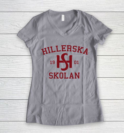 Hillerska Grey  Young Royals Hillerska School Women's V-Neck T-Shirt 2