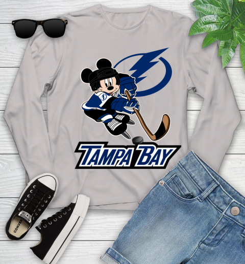 NHL Tampa Bay Lightning Mickey Mouse Disney Hockey T Shirt Youth Long Sleeve 12