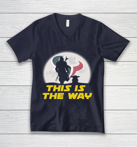 Houston Texans NFL Football Star Wars Yoda And Mandalorian This Is The Way V-Neck T-Shirt 2