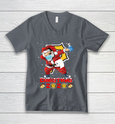 Pittsburgh Pirates Funny Santa Claus Dabbing Christmas 2020 MLB V-Neck T-Shirt 4
