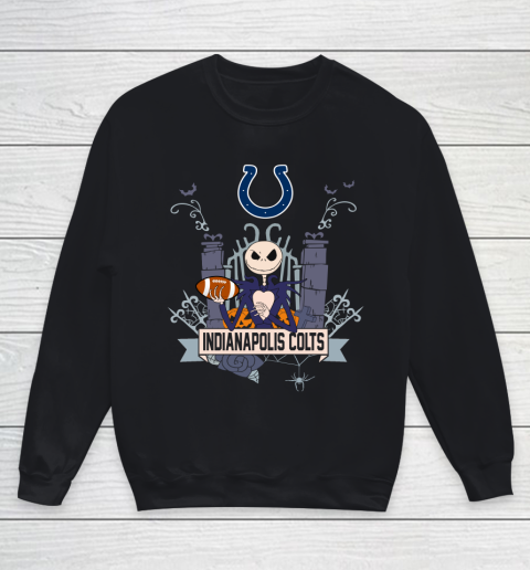 NFL Indianapolis Colts Football Jack Skellington Halloween Youth Sweatshirt
