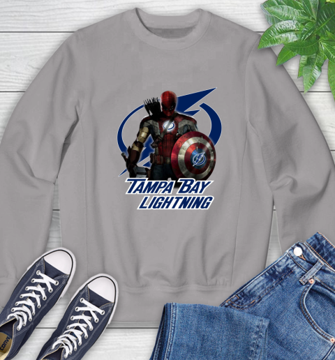 NHL Captain America Thor Spider Man Hawkeye Avengers Endgame Hockey Tampa Bay Lightning Sweatshirt 5