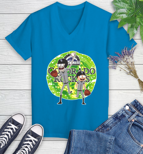 MLB Colorado Rockies Rick And Morty Baseball Sports Women's V-Neck T-Shirt 7