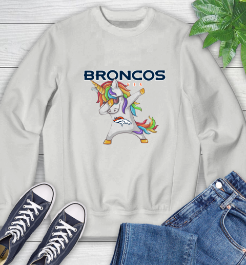 Denver Broncos NFL Football Funny Unicorn Dabbing Sports Sweatshirt 5