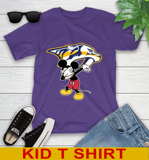 Nashville Predators NHL Hockey Dabbing Mickey Disney Sports Youth T-Shirt 4
