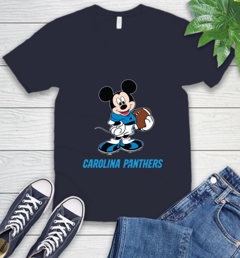NFL Football Carolina Panthers Cheerful Mickey Mouse Shirt V-Neck T-Shirt 3