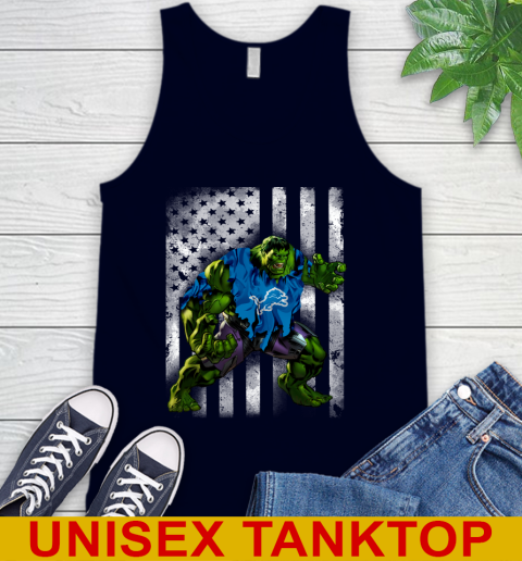 Detroit Lions Hulk Marvel Avengers NFL Football American Flag Tank Top - Image 3