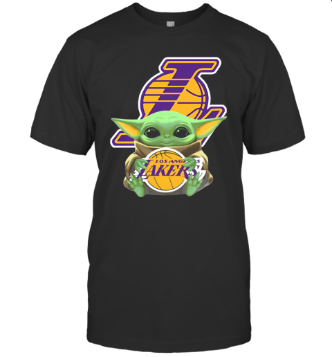Baby Yoda Hug Los Angeles Lakers T-Shirt