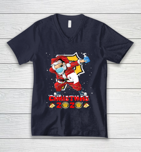 Pittsburgh Pirates Funny Santa Claus Dabbing Christmas 2020 MLB V-Neck T-Shirt 2