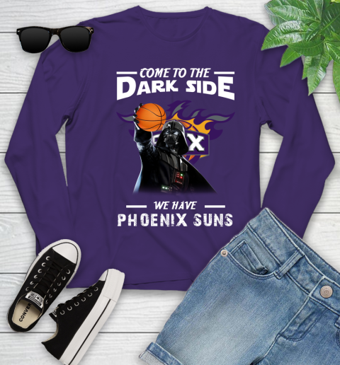 NBA Come To The Dark Side We Have Phoenix Suns Star Wars Darth Vader Basketball Youth Long Sleeve 4
