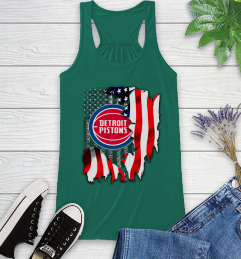 Detroit Pistons NBA Basketball American Flag Racerback Tank - Image 7