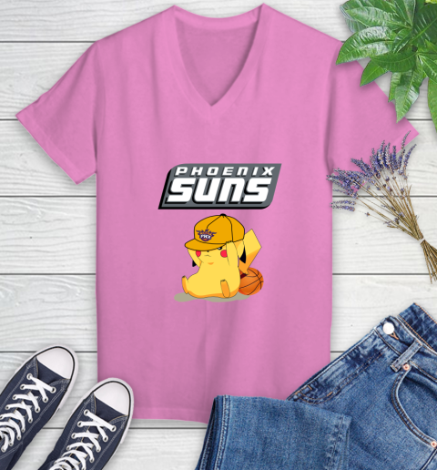NBA Pikachu Basketball Sports Phoenix Suns Women's V-Neck T-Shirt 14