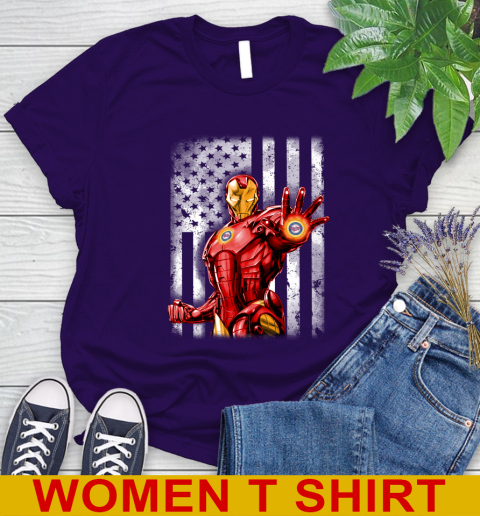 Minnesota Twins MLB Baseball Iron Man Avengers American Flag Shirt Women's T-Shirt 4