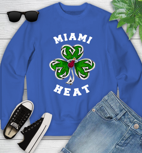 NBA Miami Heat Three Leaf Clover St Patrick's Day Basketball Sports Youth Sweatshirt 7