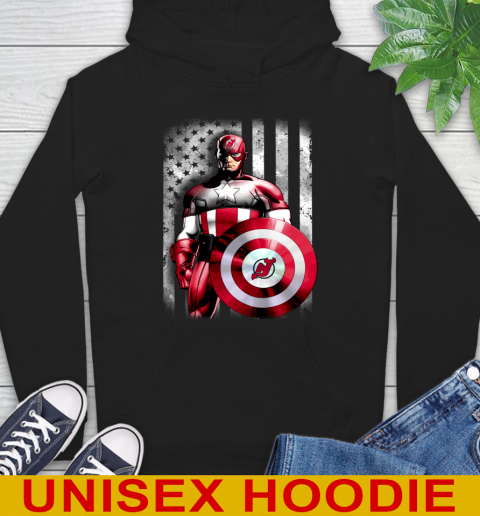 New Jersey Devils NHL Hockey Captain America Marvel Avengers American Flag Shirt Hoodie