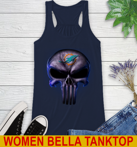 Miami Dolphins NFL Football Punisher Skull Sports Racerback Tank 9