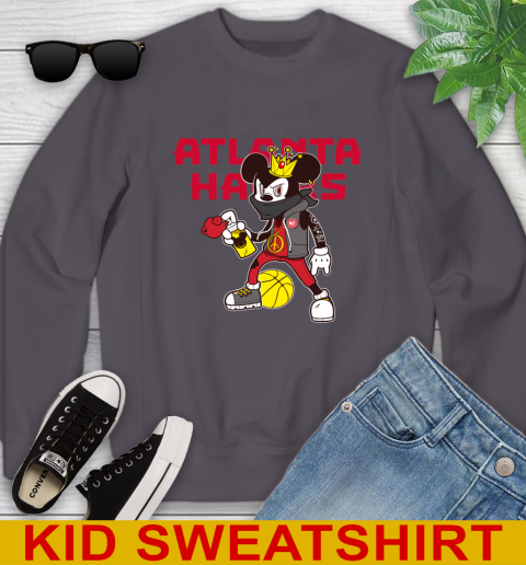 Atlanta Hawks NBA Basketball Mickey Peace Sign Sports Youth Sweatshirt 6