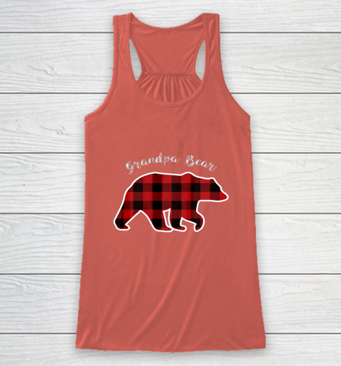 GRANDPA BEAR Men Red Plaid Christmas Pajama Family Gift Racerback Tank 3