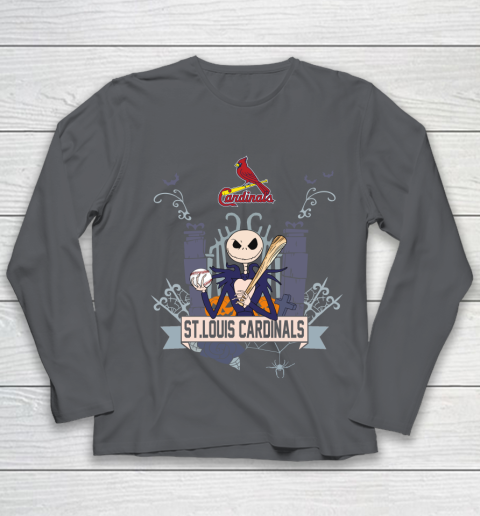 MLB St.Louis Cardinals Baseball Jack Skellington Halloween Youth Long Sleeve 6