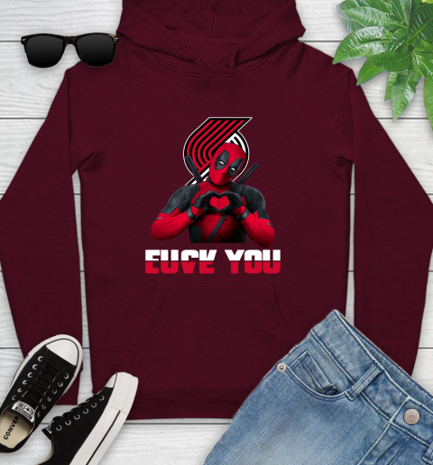 NBA Portland Trail Blazers Deadpool Love You Fuck You Basketball Sports Youth Hoodie 7
