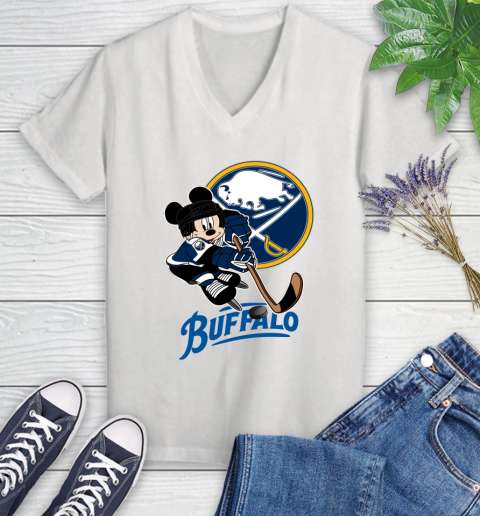 NHL Buffalo Sabres Mickey Mouse Disney Hockey T Shirt Women's V-Neck T-Shirt