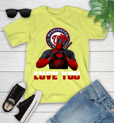 MLB Washington Nationals Deadpool Love You Fuck You Baseball Sports Youth T-Shirt 25