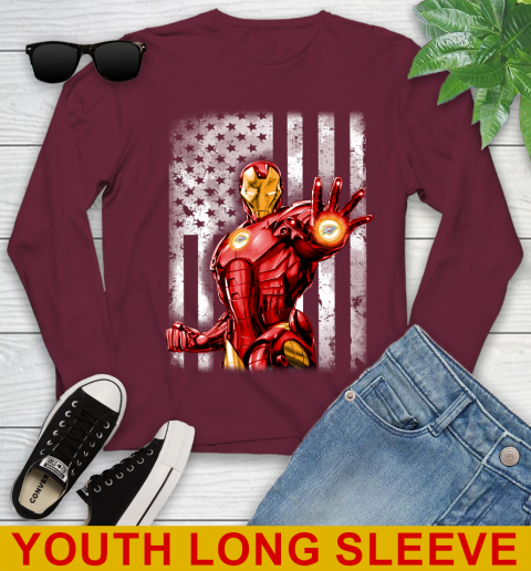 Oklahoma City Thunder NBA Basketball Iron Man Avengers American Flag Shirt Youth Long Sleeve 6