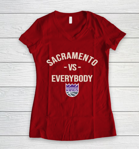 Sacramento Kings Vs Everybody Women's V-Neck T-Shirt 8