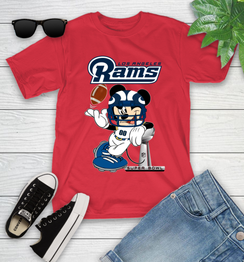NFL Los Angeles Rams Mickey Mouse Disney Super Bowl Football T Shirt Youth T-Shirt 10