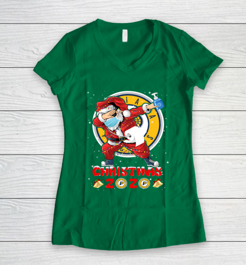 Indiana Pacers Funny Santa Claus Dabbing Christmas 2020 NBA Women's V-Neck T-Shirt 3