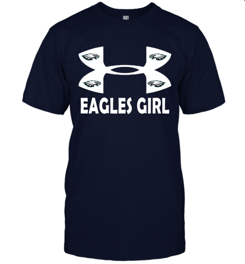 z56n nfl philadelphia eagles girl under armour football sports jersey t shirt 60 front navy