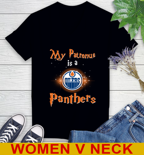 NHL Hockey Harry Potter My Patronus Is A Edmonton Oilers Women's V-Neck T-Shirt