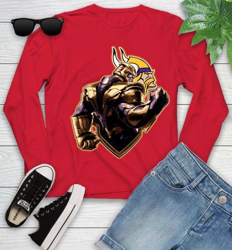 NFL Thanos Avengers Endgame Football Sports Minnesota Vikings Youth Long Sleeve 11
