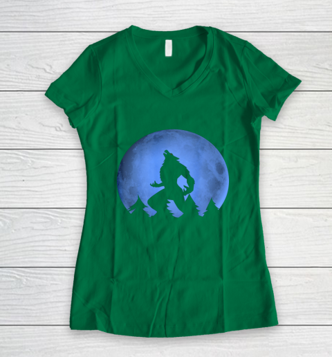 Werewolf Blue Moon wolf full moon on Halloween costume 2020 Women's V-Neck T-Shirt 3