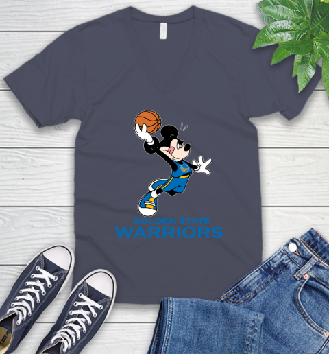 NBA Basketball Golden State Warriors Cheerful Mickey Mouse Shirt V-Neck T-Shirt 8