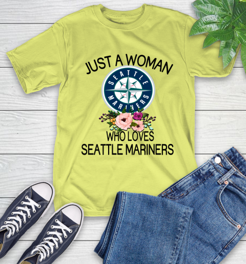 MLB Just A Woman Who Loves Seattle Mariners Baseball Sports T-Shirt 8