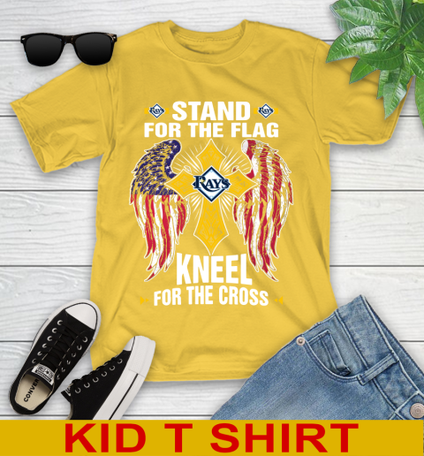 MLB Baseball Tampa Bay Rays Stand For Flag Kneel For The Cross Shirt Youth T-Shirt 9