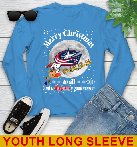 Columbus Blue Jackets Merry Christmas To All And To Blue Jackets A Good Season NHL Hockey Sports Youth Long Sleeve 8