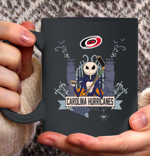 NHL Carolina Hurricanes Hockey Jack Skellington Halloween Ceramic Mug 11oz
