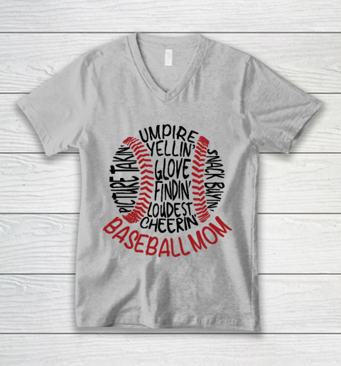 Mother's Day Funny Gift Ideas Apparel  Baseball Mom 2 T Shirt V-Neck T-Shirt 2
