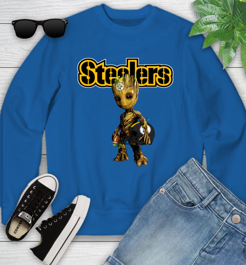 Pittsburgh Steelers NFL Football Groot Marvel Guardians Of The Galaxy Youth Sweatshirt 8