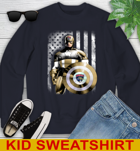 Florida Panthers NHL Hockey Captain America Marvel Avengers American Flag Shirt Youth Sweatshirt 2