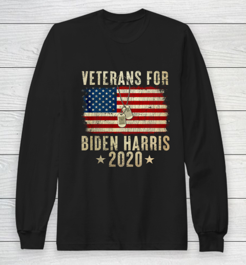 Veterans for Biden Harris 2020 USA Flag Vintage Long Sleeve T-Shirt
