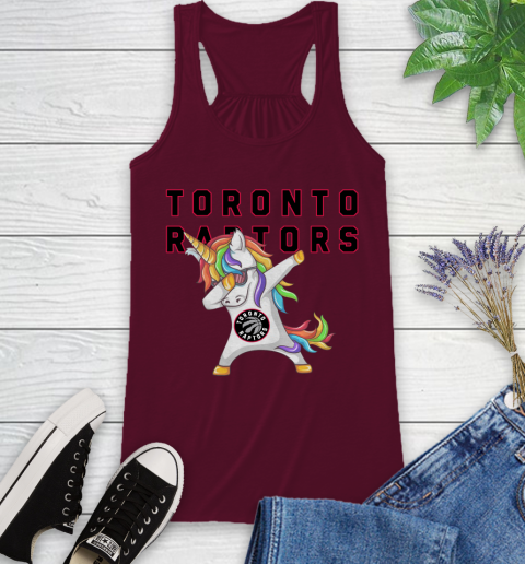 Toronto Raptors NBA Basketball Funny Unicorn Dabbing Sports Racerback Tank 3